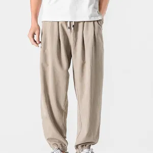 Baggy Sweatpants for Men Casual Fashion Drawstring Elastic Waist Solid Beam Feet Pants Athletic Apered Joggers