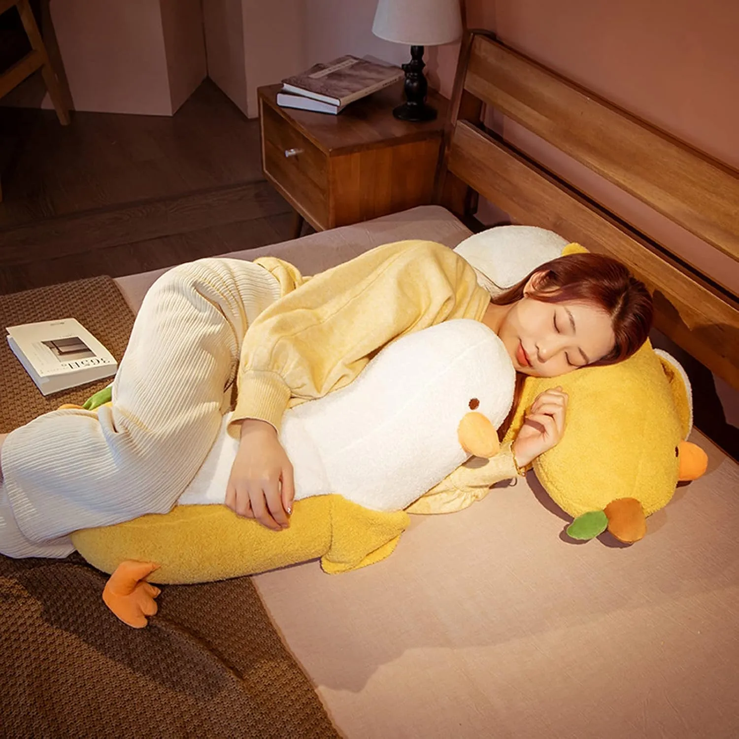 Banana Duck Plush Toy, Banana Duck Stuffed Animals Doll Cute Plushie Hugging Plush Pillow Gift for Girls and Boys (White, 27.55 inch)