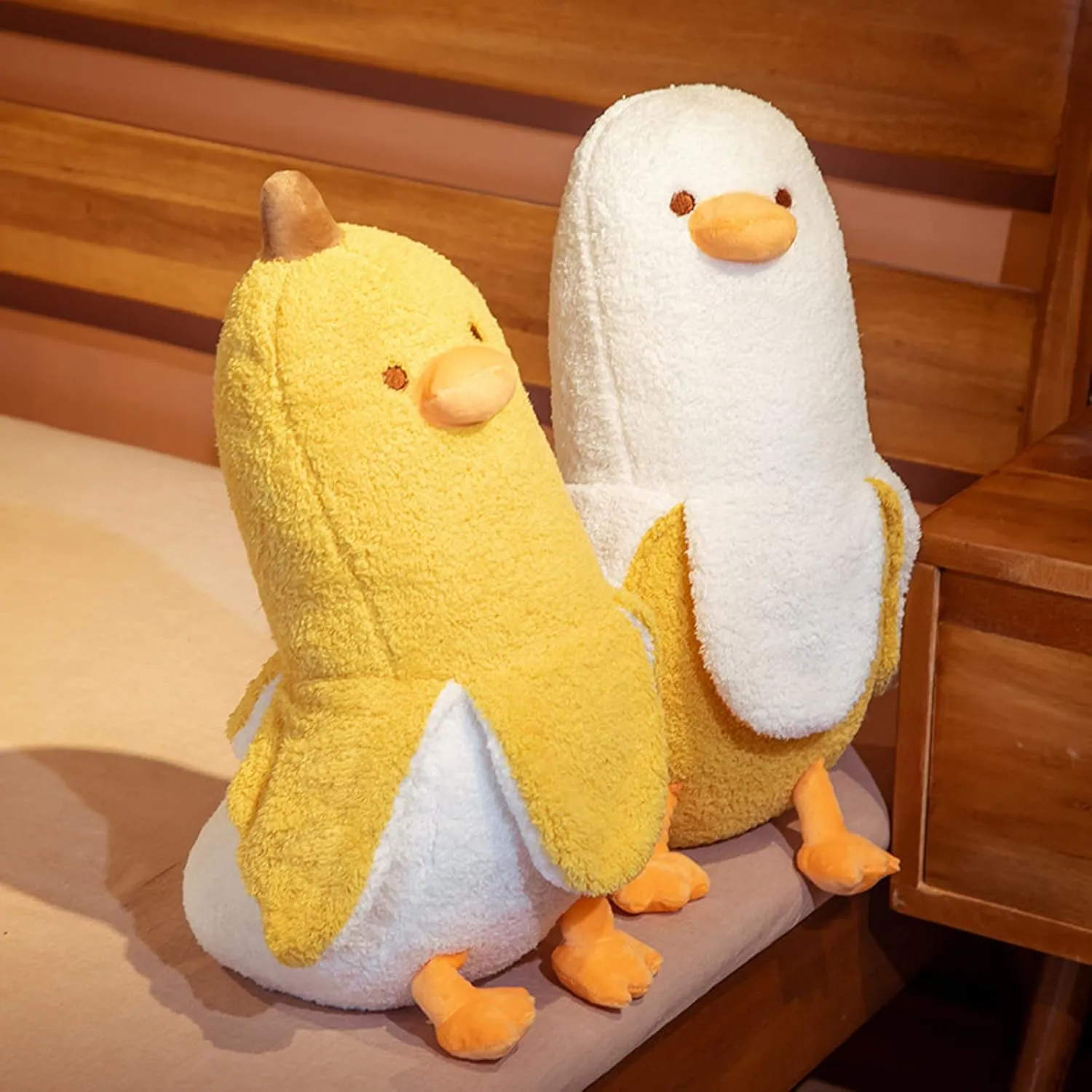 Banana Duck Plush Toy, Banana Duck Stuffed Animals Doll Cute Plushie Hugging Plush Pillow Gift for Girls and Boys (White, 27.55 inch)
