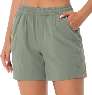 BASSDASH Women’s 5” Fishing Hiking Quick Dry Cargo Shorts with Zipper Pockets UPF 50  Water Resistant Summer Casual Shorts