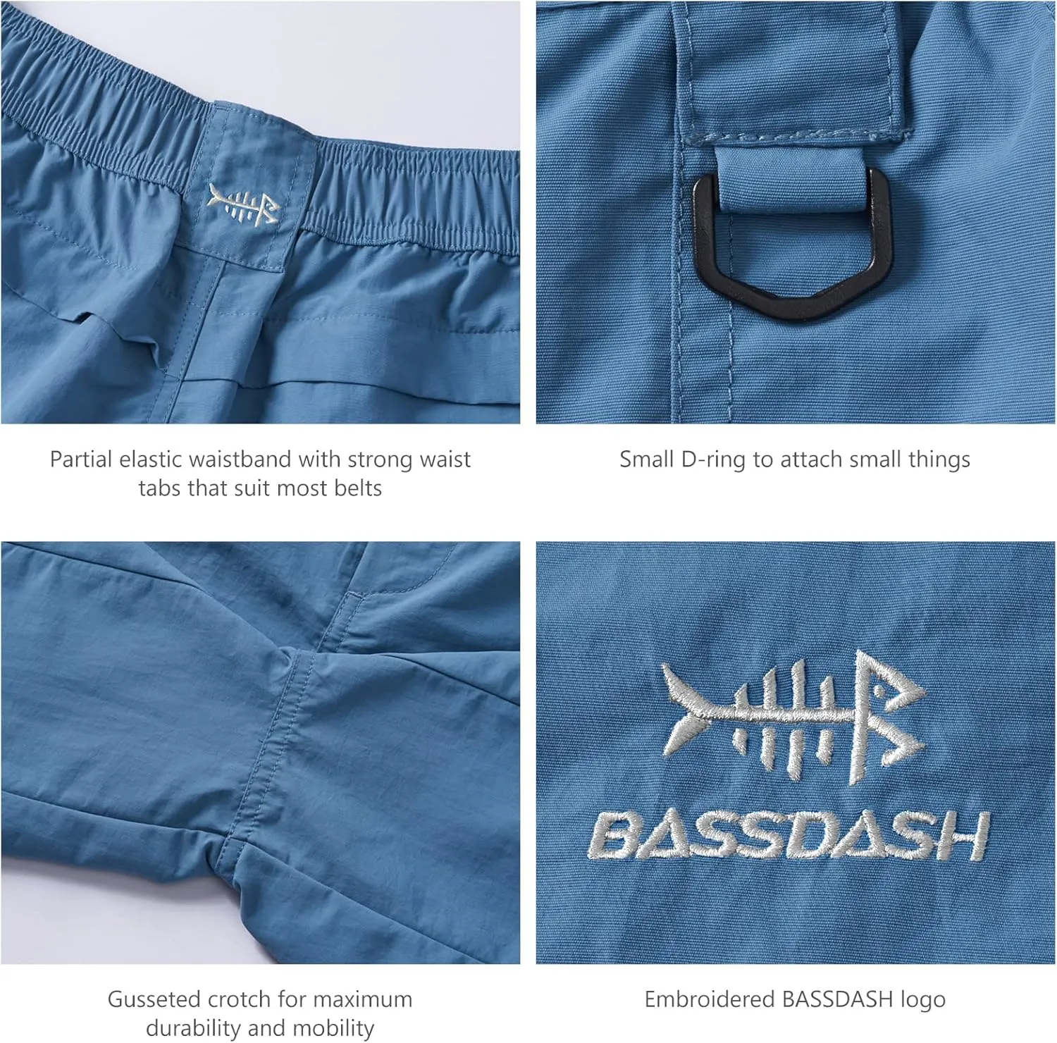 BASSDASH Youth 5" Fishing Shorts UPF 50  Water Resistant Quick Dry Boys Girls Hiking Cargo Shorts with Pockets FP03Y
