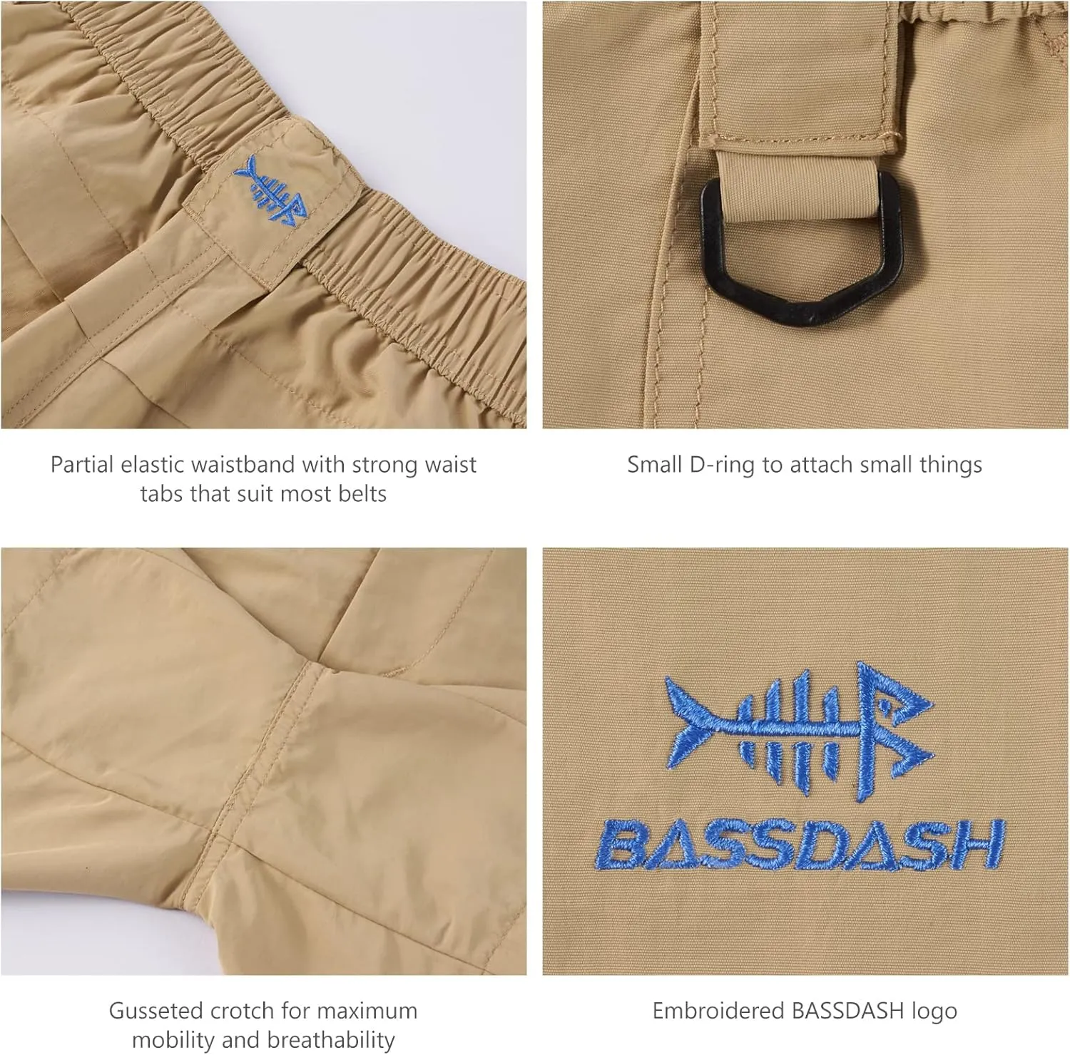 BASSDASH Youth 5" Fishing Shorts UPF 50  Water Resistant Quick Dry Boys Girls Hiking Cargo Shorts with Pockets FP03Y