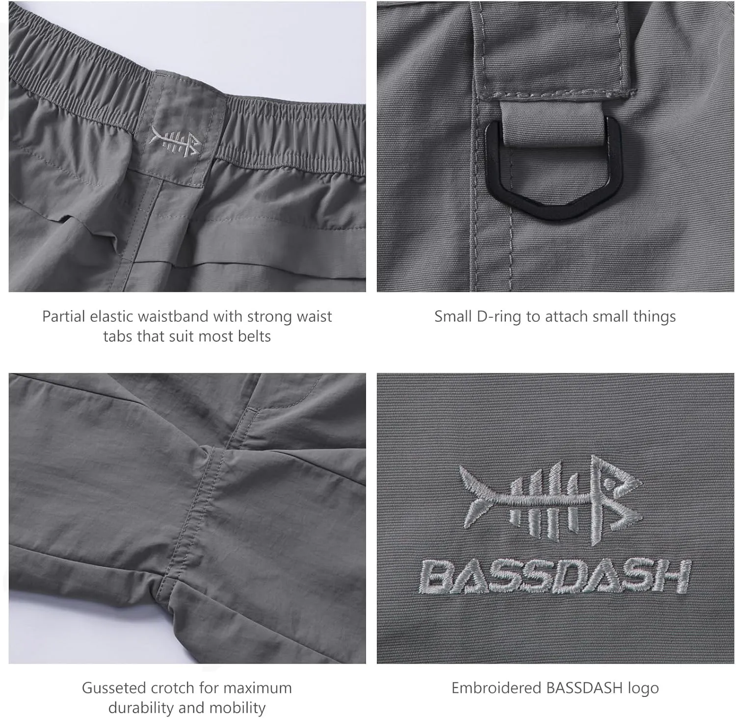 BASSDASH Youth 5" Fishing Shorts UPF 50  Water Resistant Quick Dry Boys Girls Hiking Cargo Shorts with Pockets FP03Y