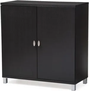 Baxton Studio Marcy Modern & Contemporary Wood Entryway Handbags or School Bags Storage Sideboard Cabinet, Dark Brown