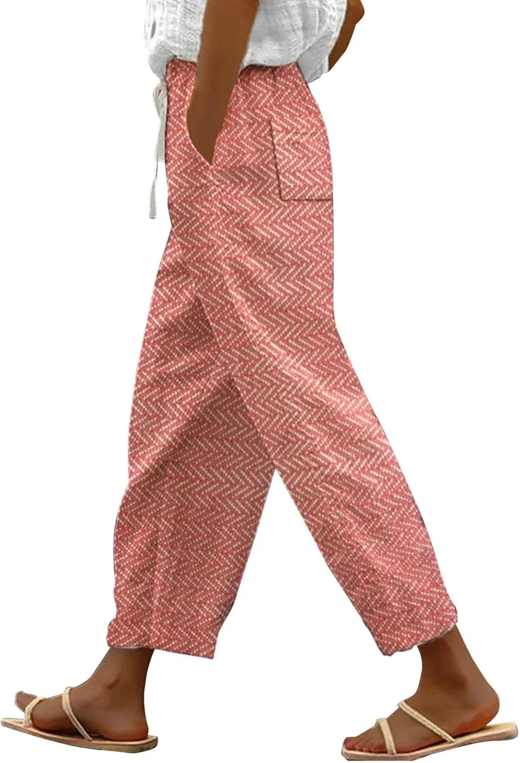 Beach Vacation s Women's Pants Pants Linen Outfit (Orange, XXXL)