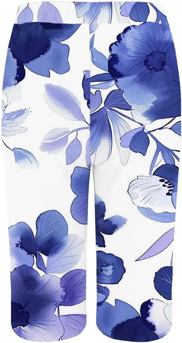 Bermuda Shorts for Women Summer High Waisted Knee Length Boho Floral Pants 2025 Beach Vacation Outfit with Pockets