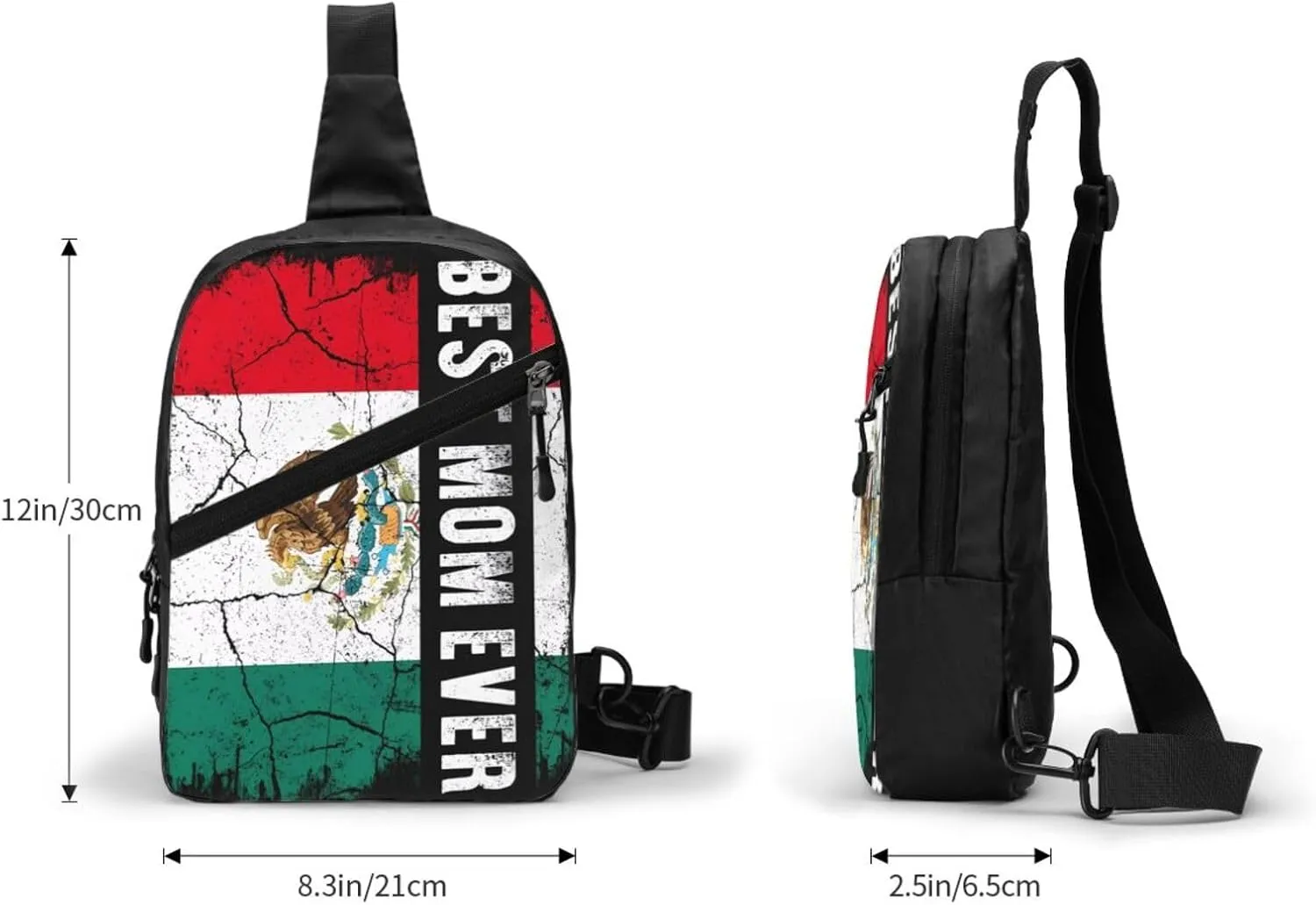 Best Mexican Mom Ever Mexico Flag Portable Crossbody Bag Foldable Sling Bags Sports Gym Chest Daypack Reusable Shoulder Backpack Casual Diagonally Rucksack Fanny Packs