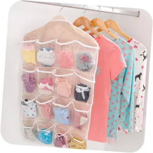 BESTYASH Transparent Hanging Storage Bag for Underwear and Socks Beige Organizer for Closet Door Space Saving for and Easy Sorting