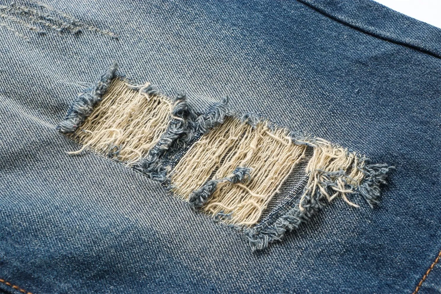 Betusline Mens Jean Shorts Distressed Ripped Denim Shorts Summer Casual Classic Straight Short Jeans