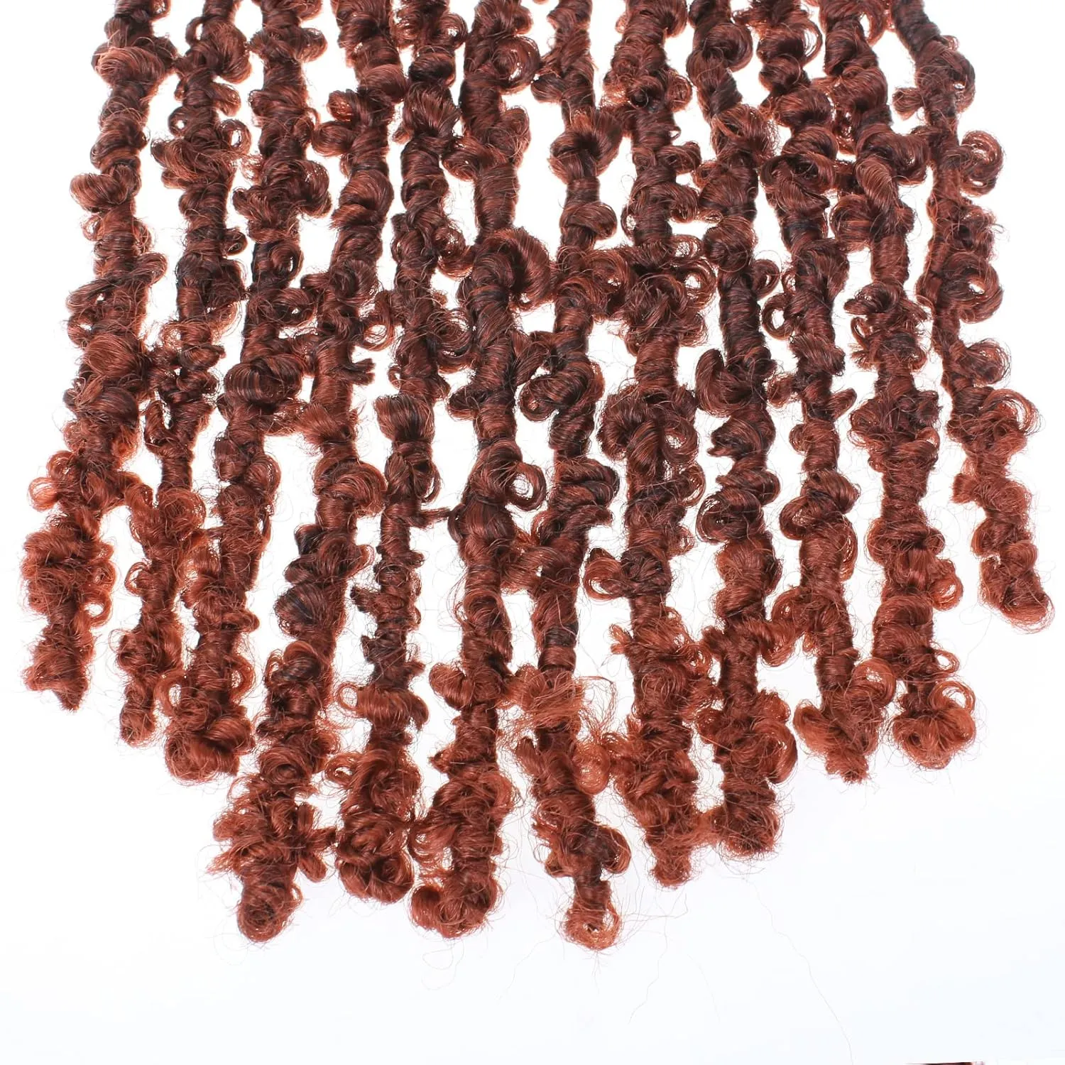 Beverlee Ombre Copper Red Distressed Faux Locs 6 Packs Crochet Butterfly Locs 12 Inch Pre-looped Hair T350# - Goddess Braids