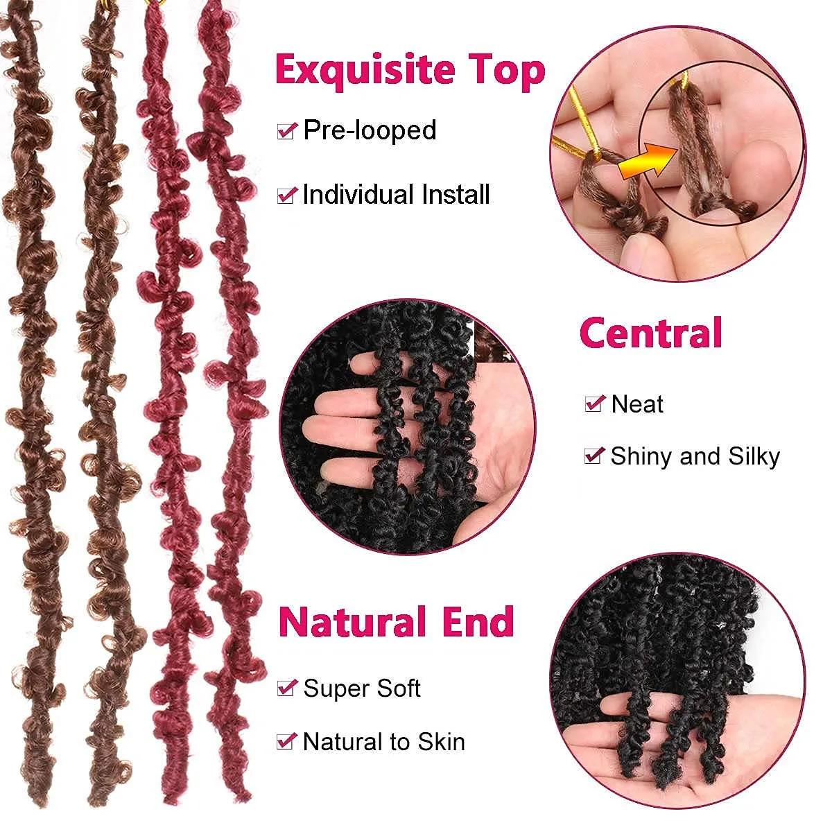 Beverlee Ombre Copper Red Distressed Faux Locs 6 Packs Crochet Butterfly Locs 12 Inch Pre-looped Hair T350# - Goddess Braids