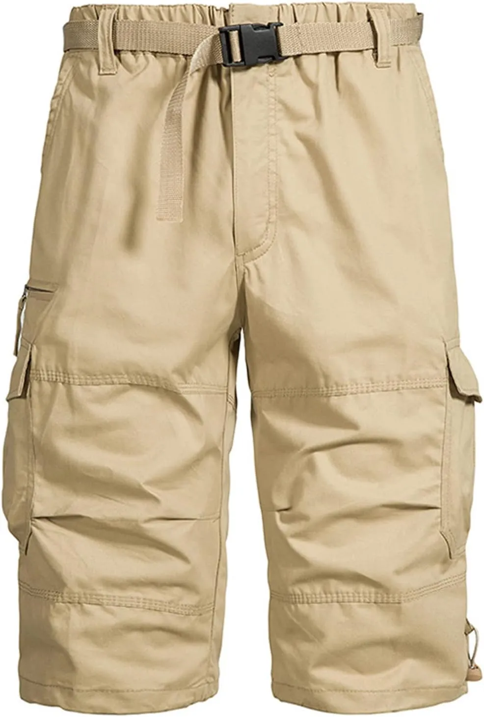 Big and Tall Cotton Cargo Shorts for Men 2024 Trendy Elastic Waist Multi Pocket Tooling Shorts Relaxed Sport Shorts