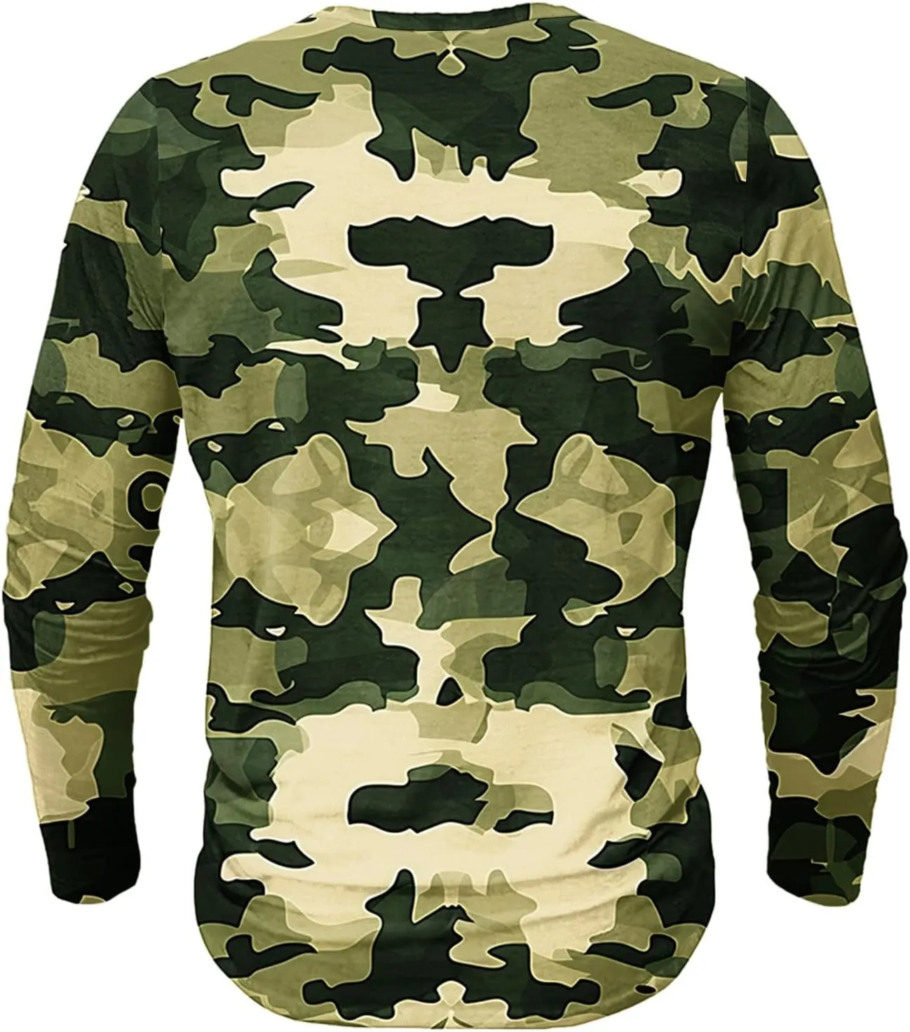 Big and Tall Shirts for Men Loose Fit Long Sleeve Button Down Shirt Camouflage Print Quarter Button Pullover Top Tees