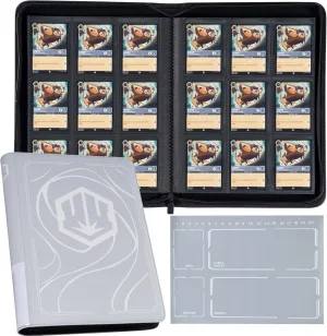Binder for Lorcana Cards, Premium 9 Pocket Trading Card Album with 500 Pockets & Playmat Compatible with Lorcana Cards, Tokens and Rules sheet - Classic Silver Gray