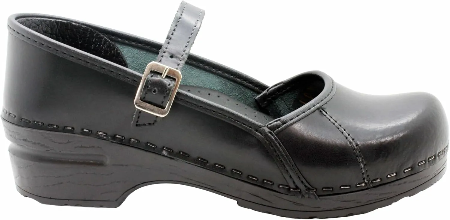 BJORK Swedish Comfort Women's Marcella Mary Jane Leather Clogs