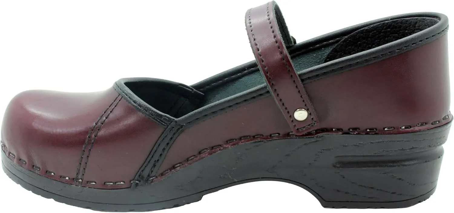 BJORK Swedish Comfort Women's Marcella Mary Jane Leather Clogs
