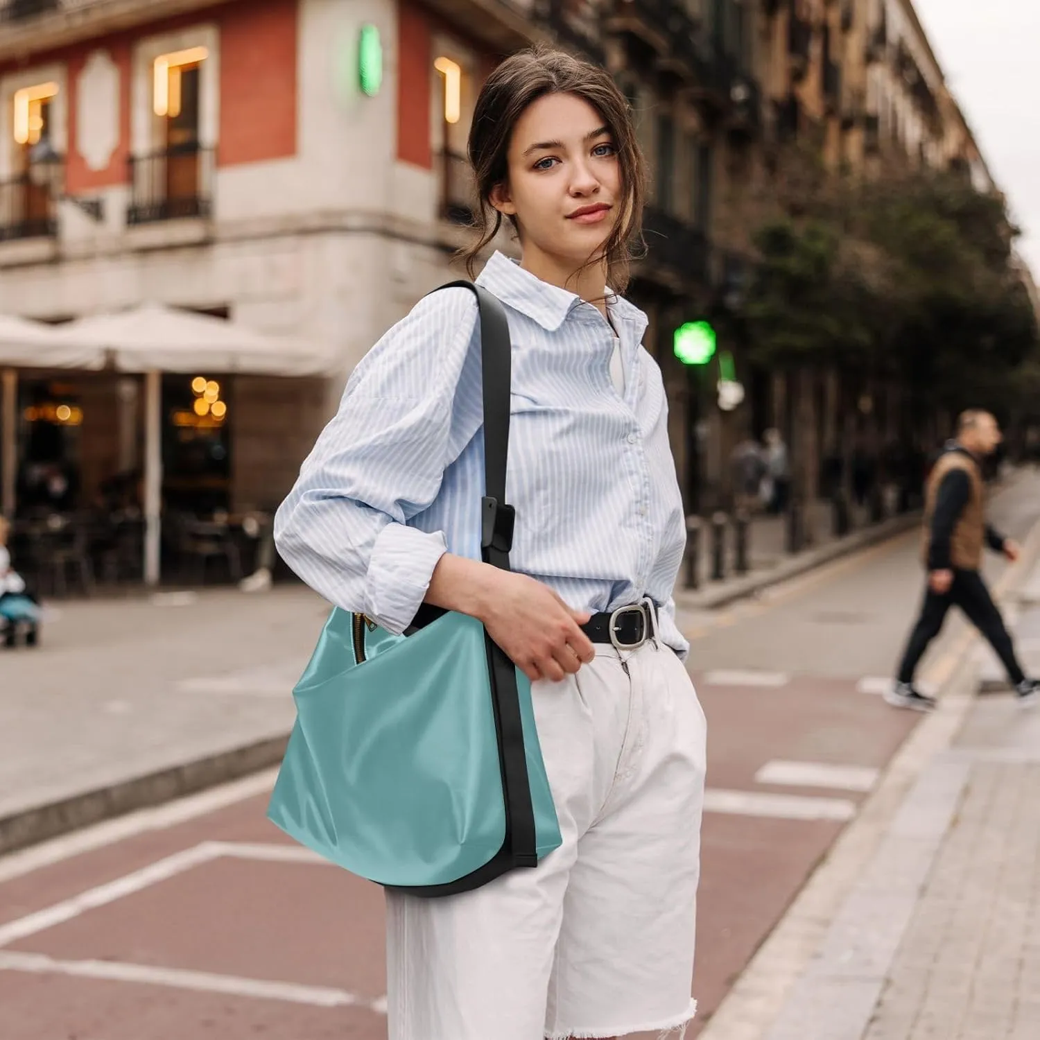 Black Crossbody Bag for Women Men with Adjustable Strap PU Leather Shoulder Hobo Purse Bag 20810