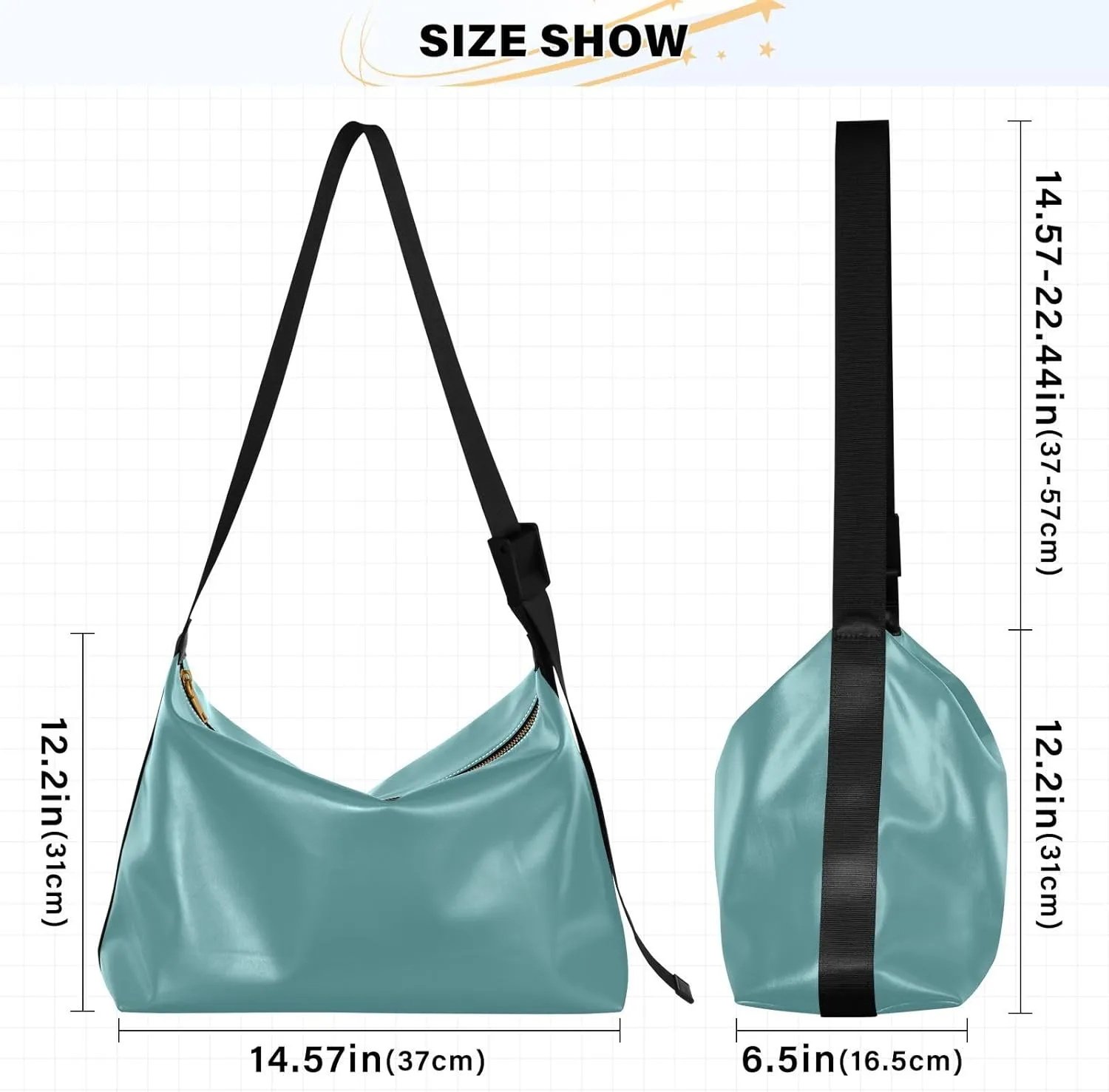 Black Crossbody Bag for Women Men with Adjustable Strap PU Leather Shoulder Hobo Purse Bag 20810