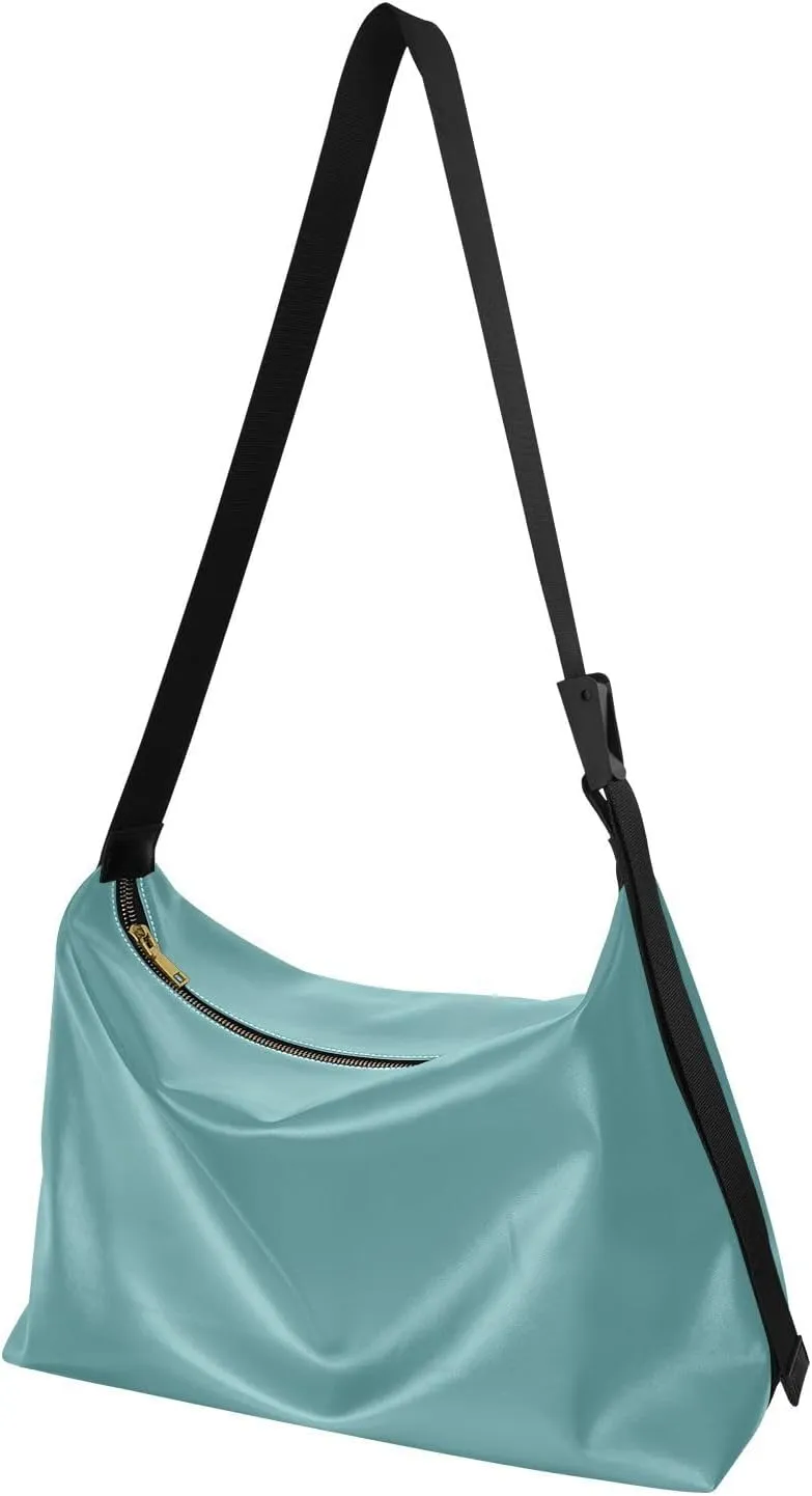 Black Crossbody Bag for Women Men with Adjustable Strap PU Leather Shoulder Hobo Purse Bag 20810