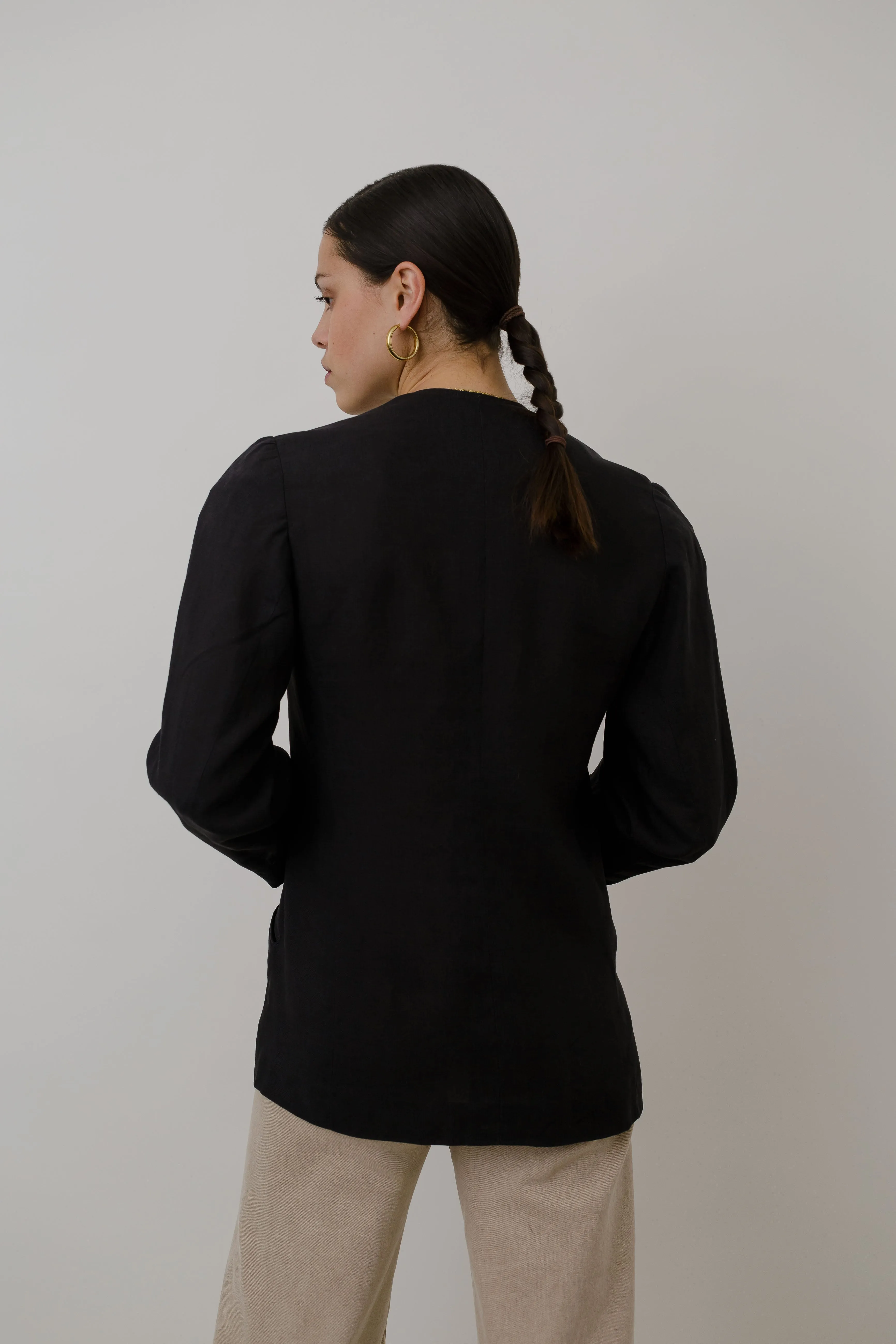 Black linen blazer