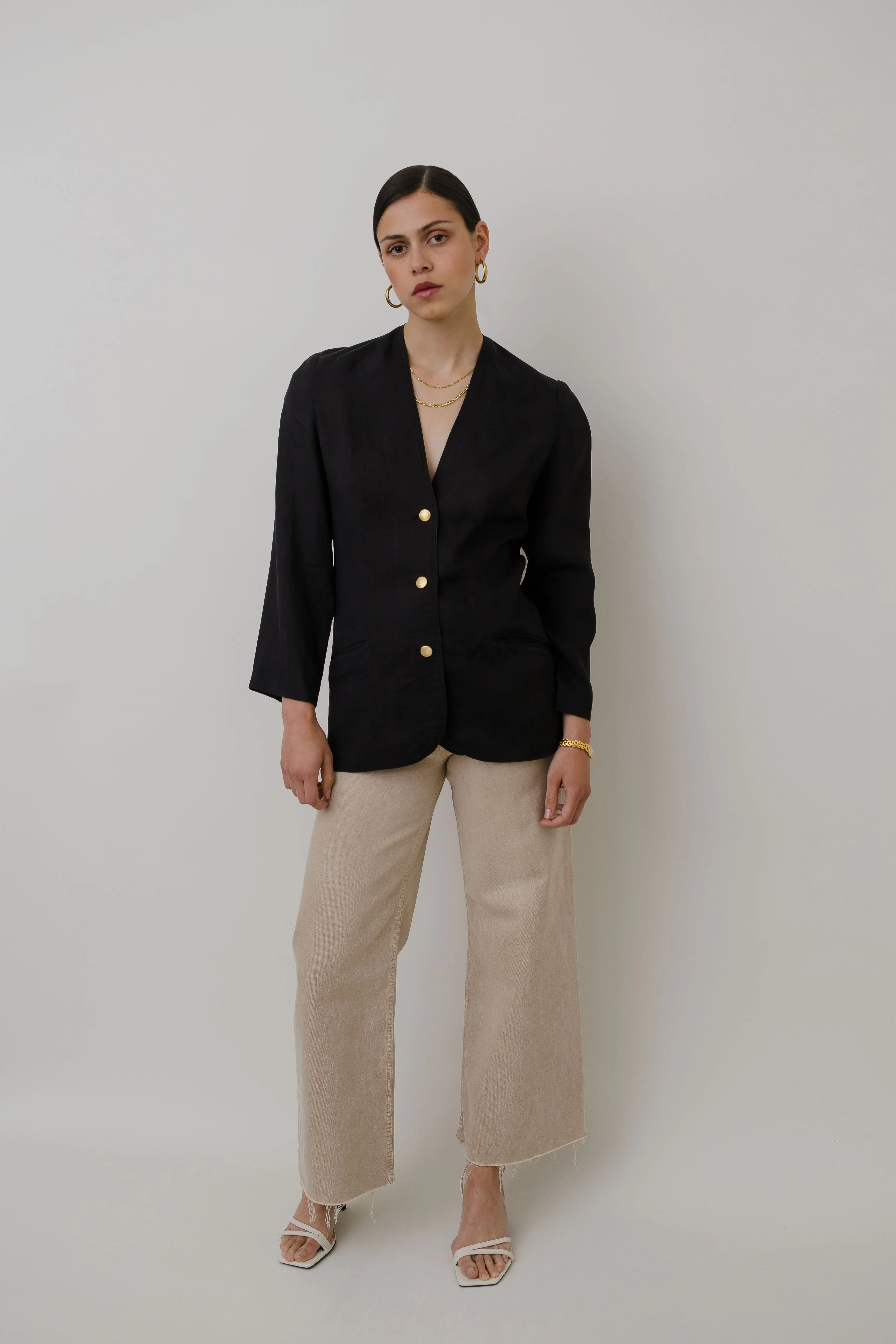 Black linen blazer
