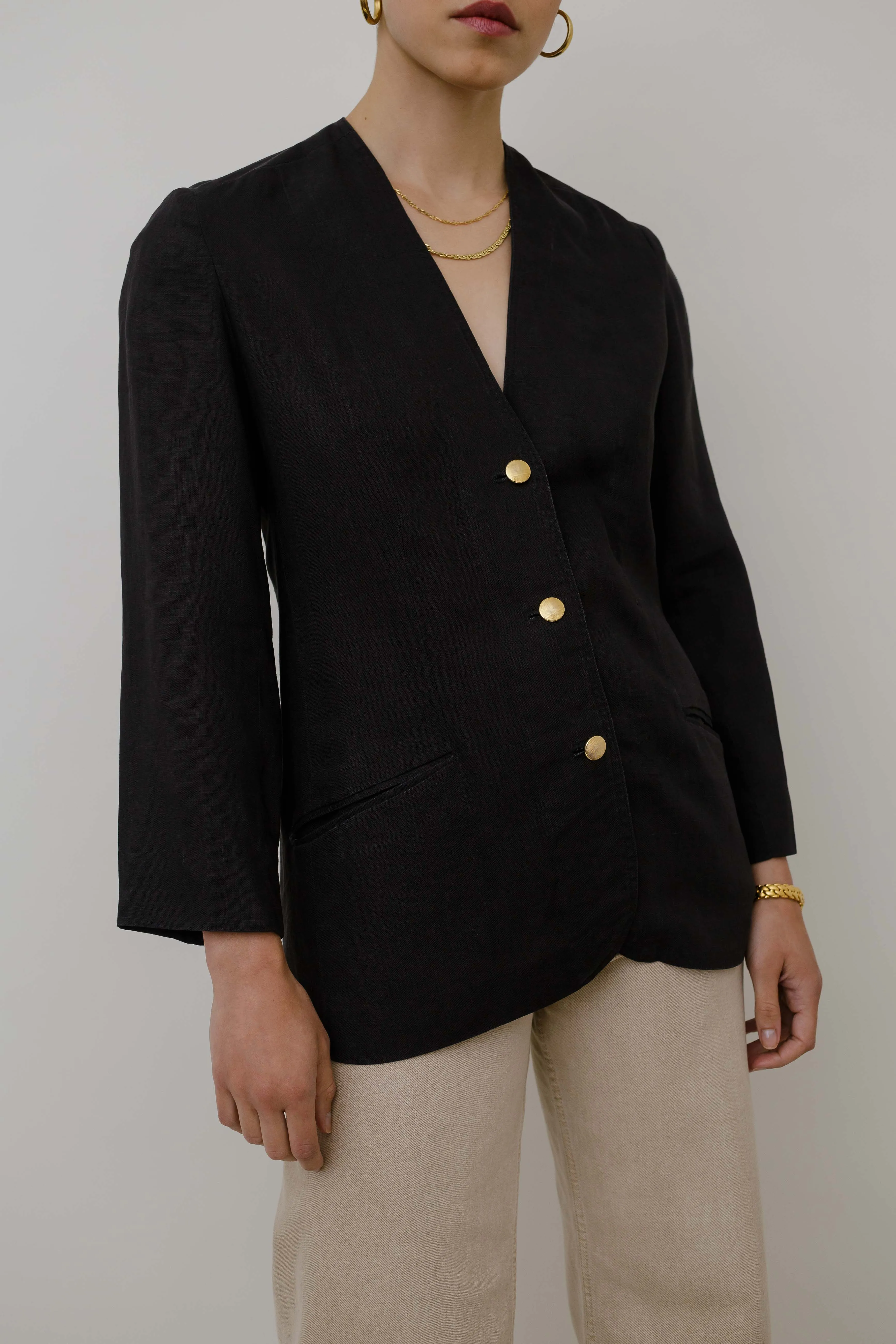 Black linen blazer