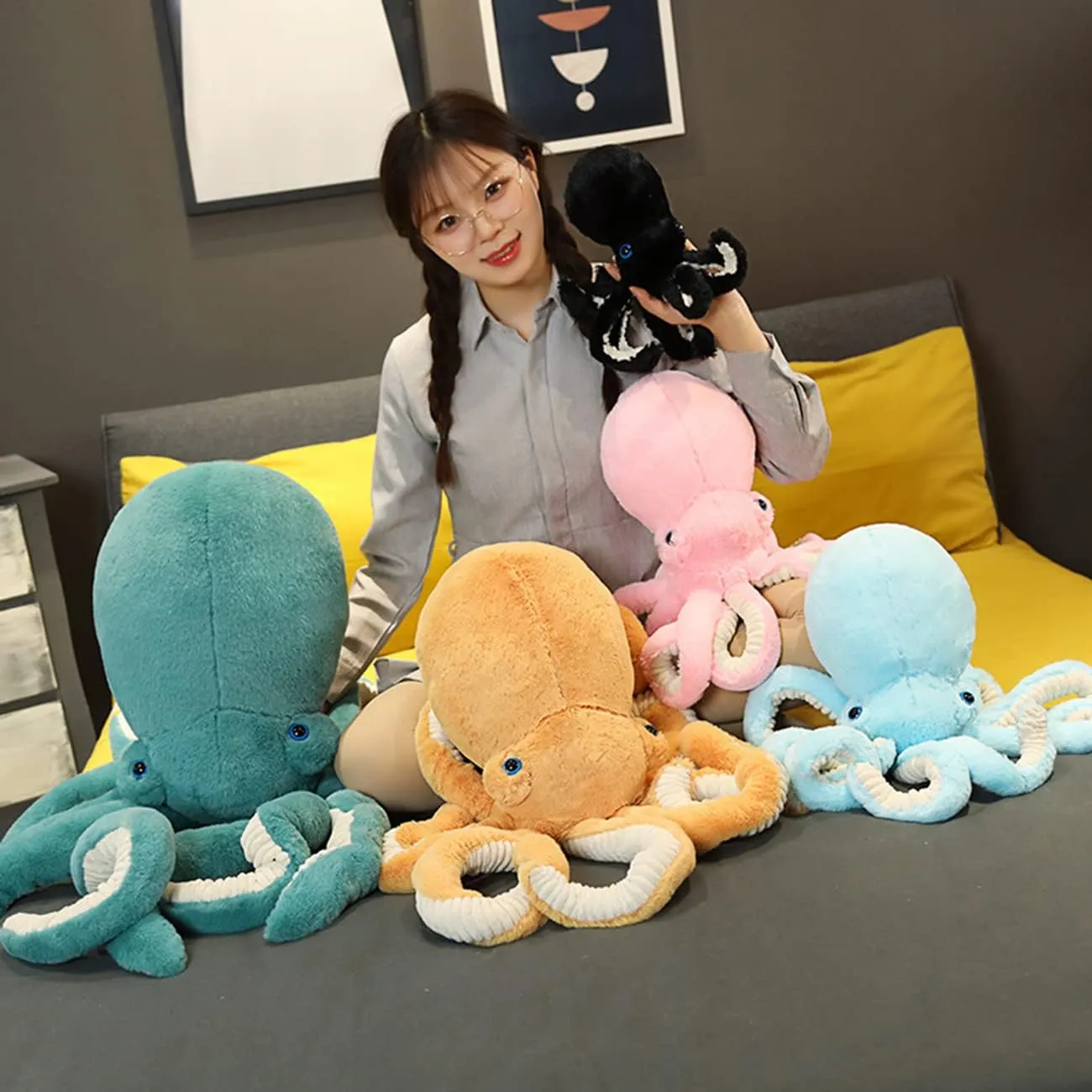 Blue Octopus Plush Doll - 25.6-inch Stuffed Toy for Kids and Lovers - Perfect for Birthday, Christmas, Valentine's Day