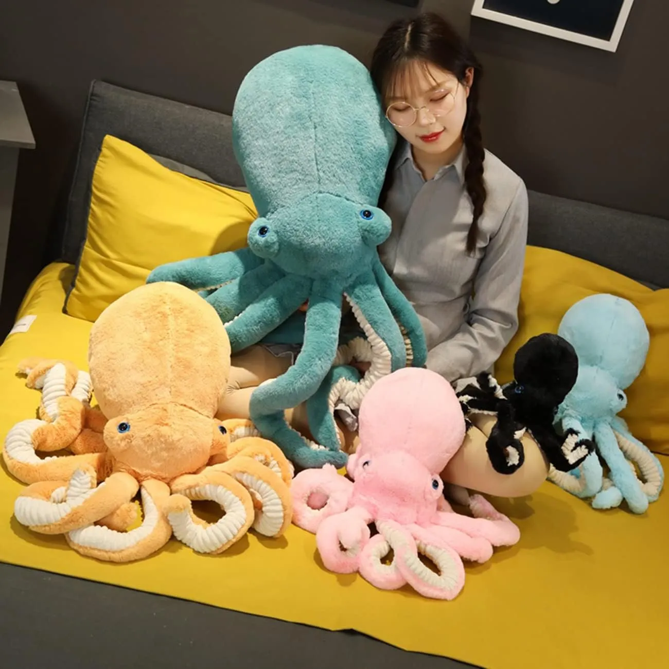 Blue Octopus Plush Doll - 25.6-inch Stuffed Toy for Kids and Lovers - Perfect for Birthday, Christmas, Valentine's Day