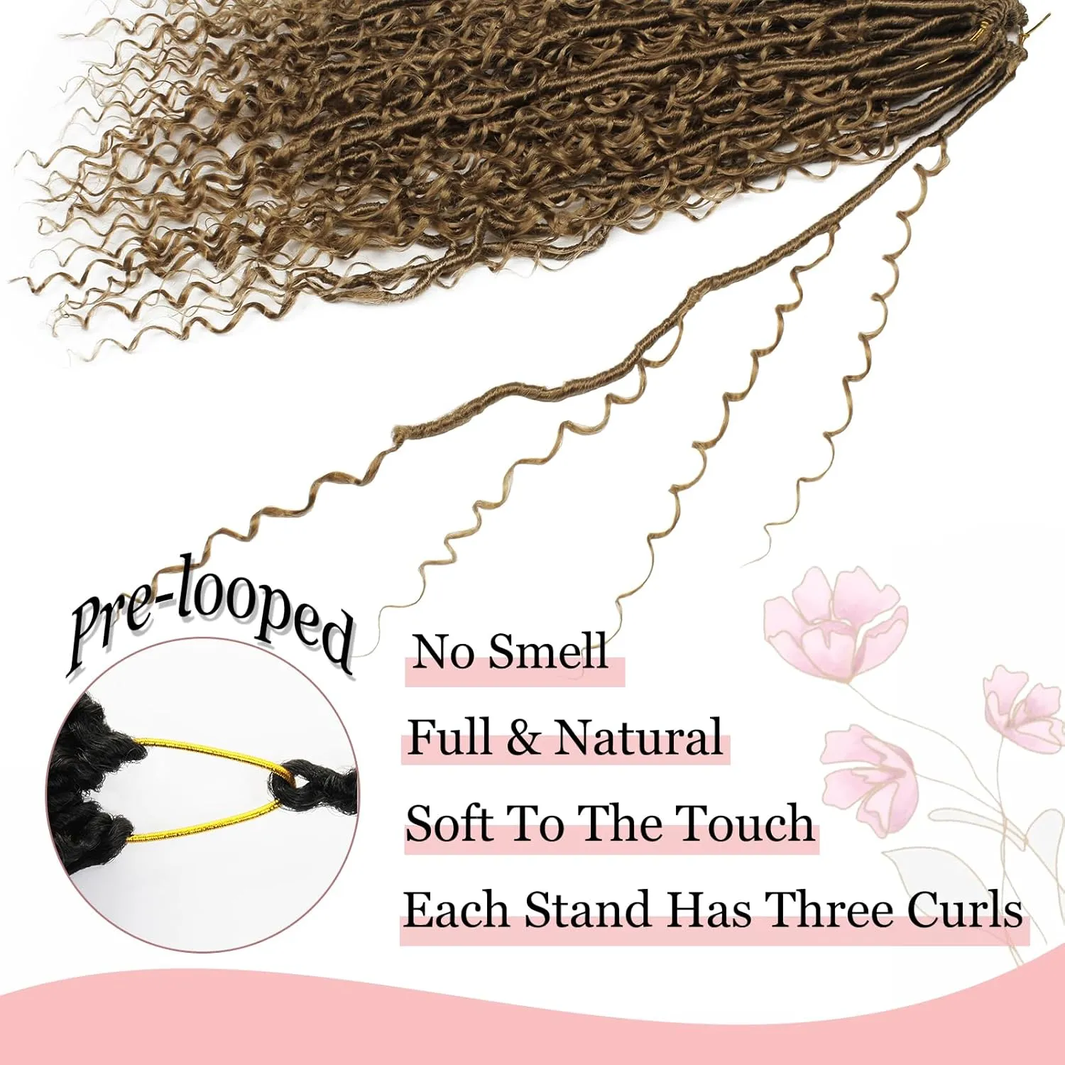 Boho Faux Locs Crochet Hair 9 Packs Long Goddess locs 24 Inch Boho Soft Locs With Curly Ends Pre Looped Bohemian River Loc Crochet Hair For Women (24 inch,#27)