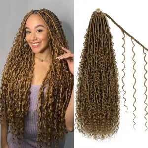 Boho Faux Locs Crochet Hair 9 Packs Long Goddess locs 24 Inch Boho Soft Locs With Curly Ends Pre Looped Bohemian River Loc Crochet Hair For Women (24 inch,#27)