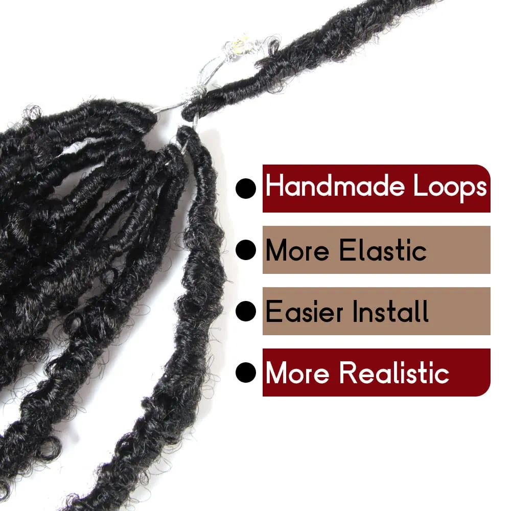 BOHOBABE Butterfly Crochet Locs 10 Inch 6 Packs Pre Looped Crochet Butterfly Locs 10 In Short Distressed Butterfly Locs Crochet Hair (10 Inch, 2#) 2#(Off Black)