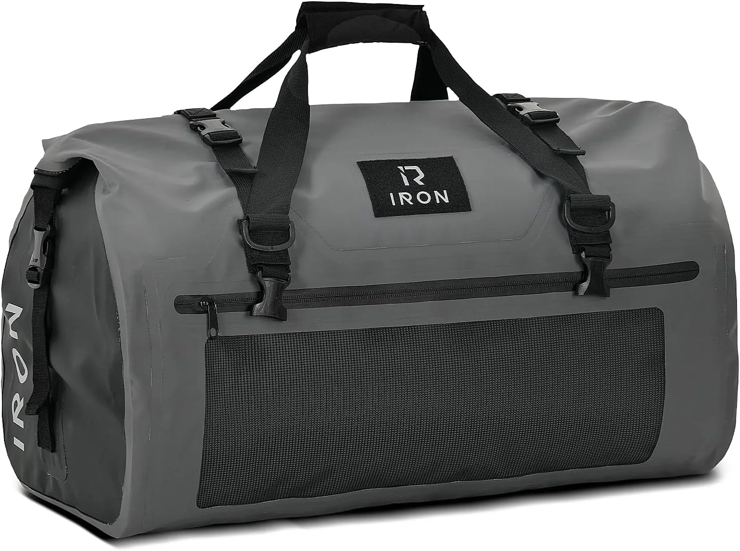 BORLENI Waterproof Motorcycle Dry Duffel Bag Luggage Tail Bag with Large Storage Space,Roll Top Closure, Shoulder Straps, Inner Pocket and Mesh Pocket for Motorcycling Travel Camping (Grey,70L)