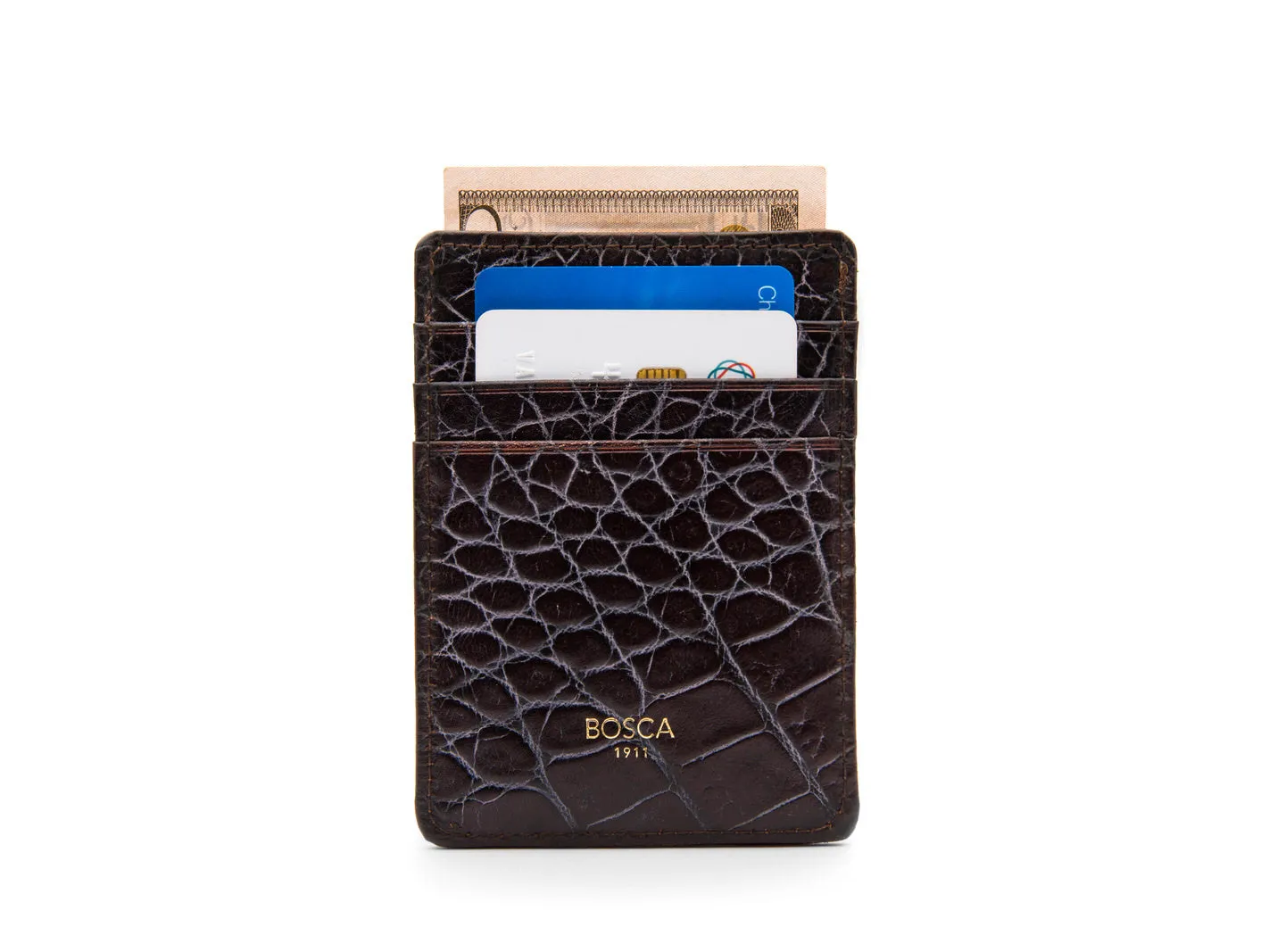 Bosca Men's Vintage Croco - Front Pocket Wallet