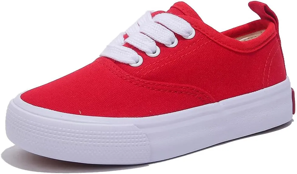 Boys and Girls Low Top Sports Shoes Lace up Canvas Children's Shoes Comfortable and Lightweight Skateboarding Shoes