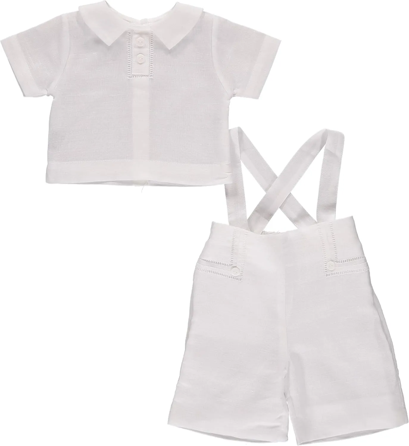 Boys Christening & Baptism Outfit – 3 Piece Set with Bonnet, Adjustable Suspenders, Designed in USA