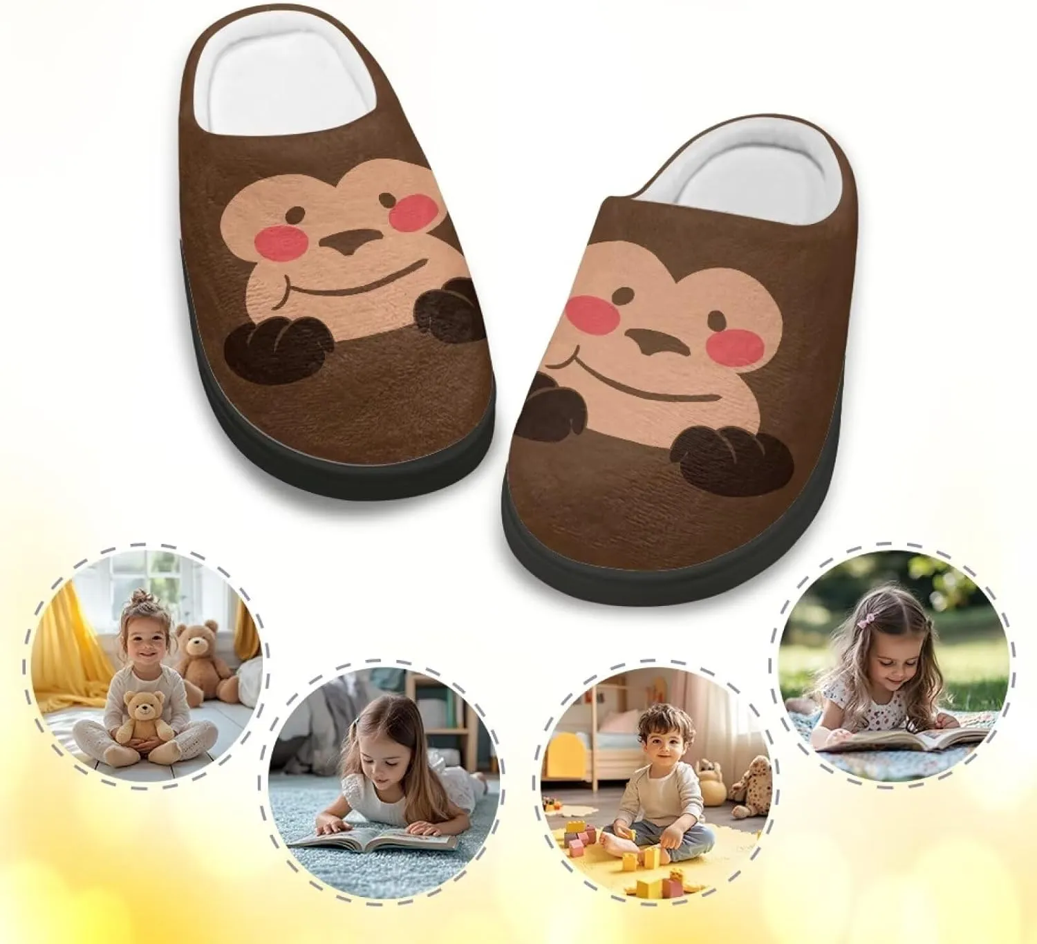 Boys Girls Slippers Plush Warm House Shoes Breathable Kids Flannel Fuzzy Slippers Winter Non Slip Indoor Cotton Shoes US 9-15