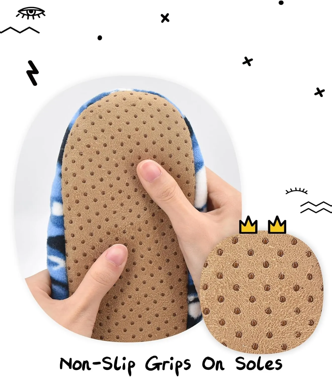 Boys House Slippers With Non Skid Bottoms, Cute Animal Slipper Socks With Grippers For Big Kids, Cozy Soft Sole Warm Fuzzy House Shoes