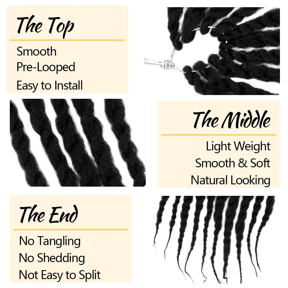 Braided Marley Twist Braiding Hair 12 Inch 8 Packs Pre-looped Short Afro Springy Crochet Braids Pre Twisted Senegalese Distressed Spring Synthetic Crochet Hair (1B, Natural Black)