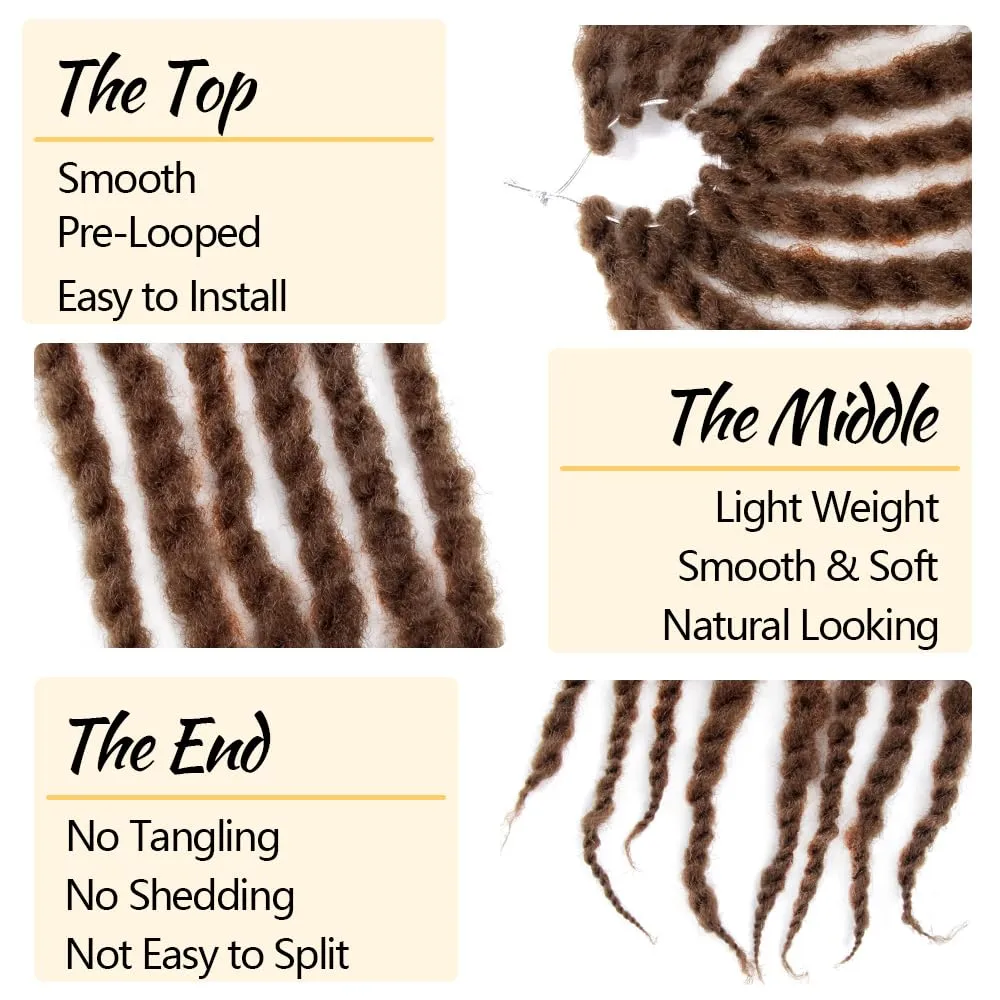 Braided Marley Twist Braiding Hair 12 Inch 8 Packs Pre-looped Short Afro Springy Crochet Braids Pre Twisted Senegalese Distressed Spring Synthetic Crochet Hair (30#, Medium Dark Brown)