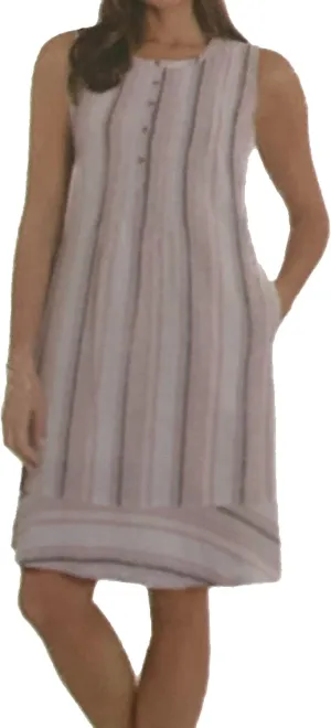 Briggs Women's Linen Blend Dress (Tan/Pink, Medium)