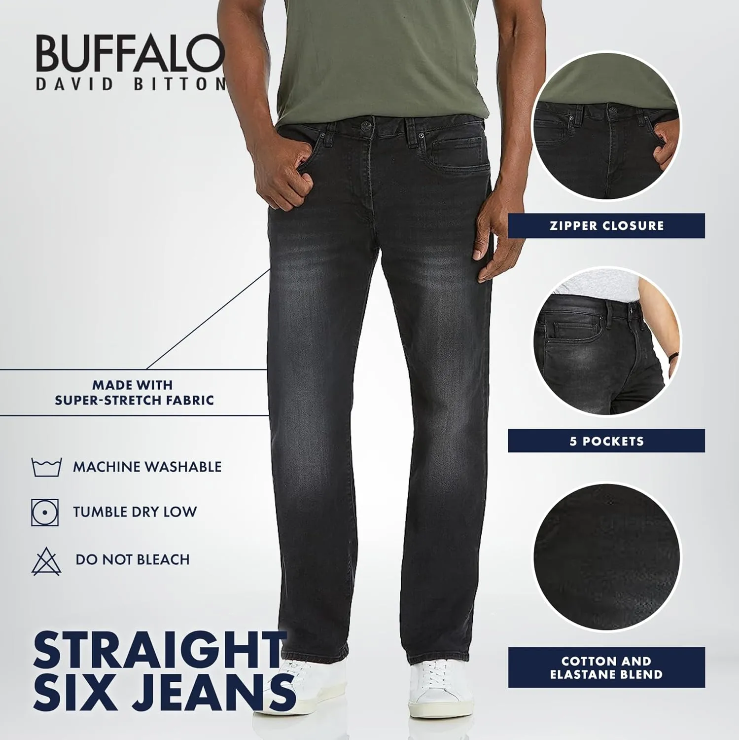 Buffalo David Bitton Men's Straight Six Jeans
