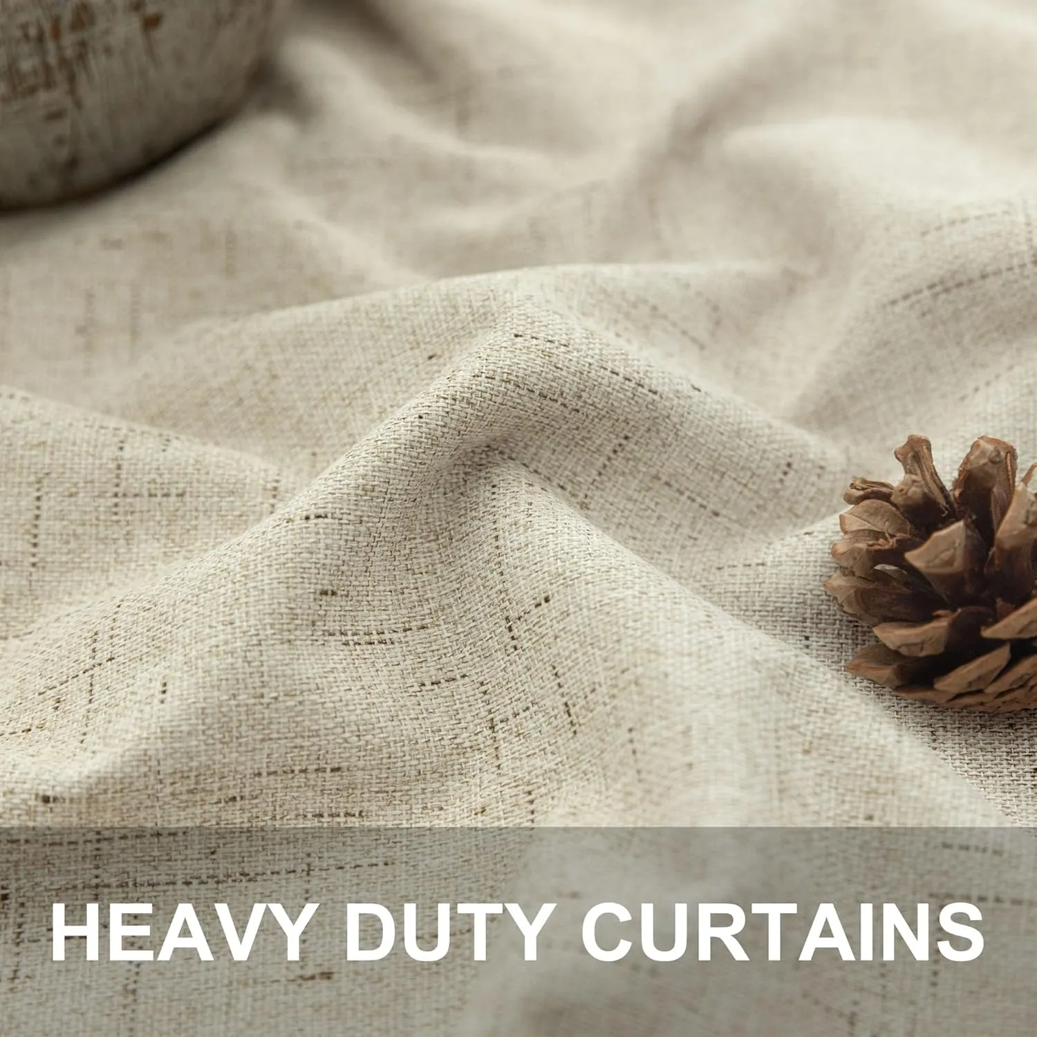 Burlap Colored Blackout Curtain 84 Inch Length 2 Panel Faux Linen Modern Farmhouse Living Room Darkening Curtain for Bedroom Window Black Out Drape for Sliding Glass Door Back Tab 7ft Long 52x84 Beige