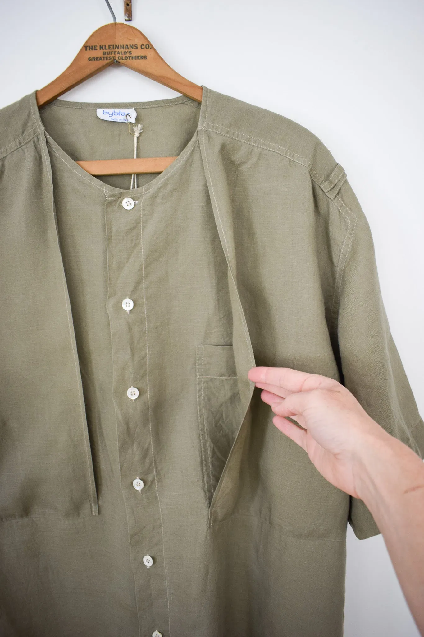 Byblos Olive Green Linen Top | L