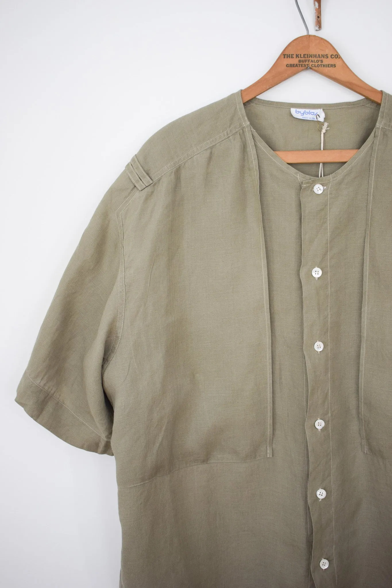 Byblos Olive Green Linen Top | L