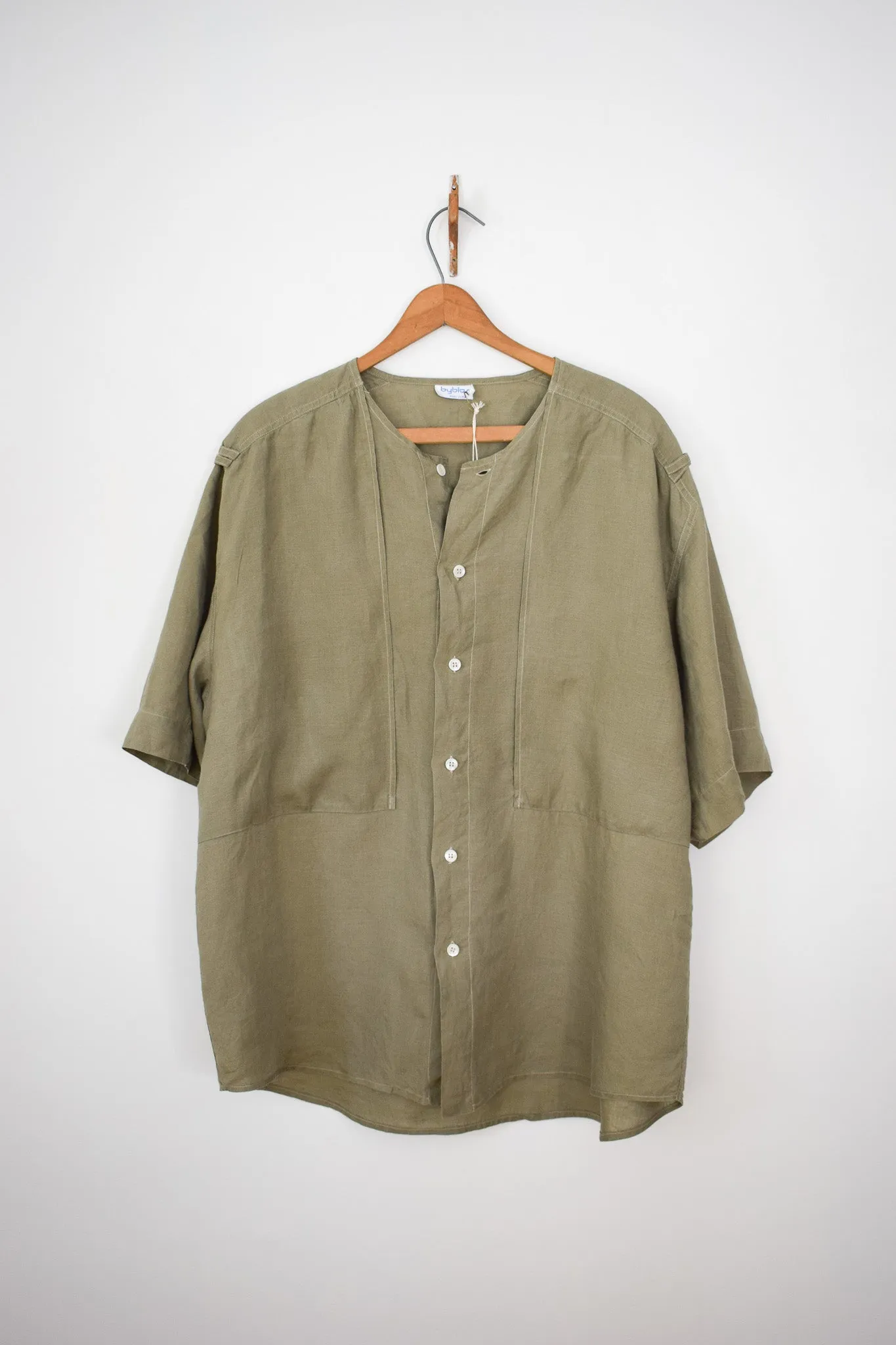 Byblos Olive Green Linen Top | L