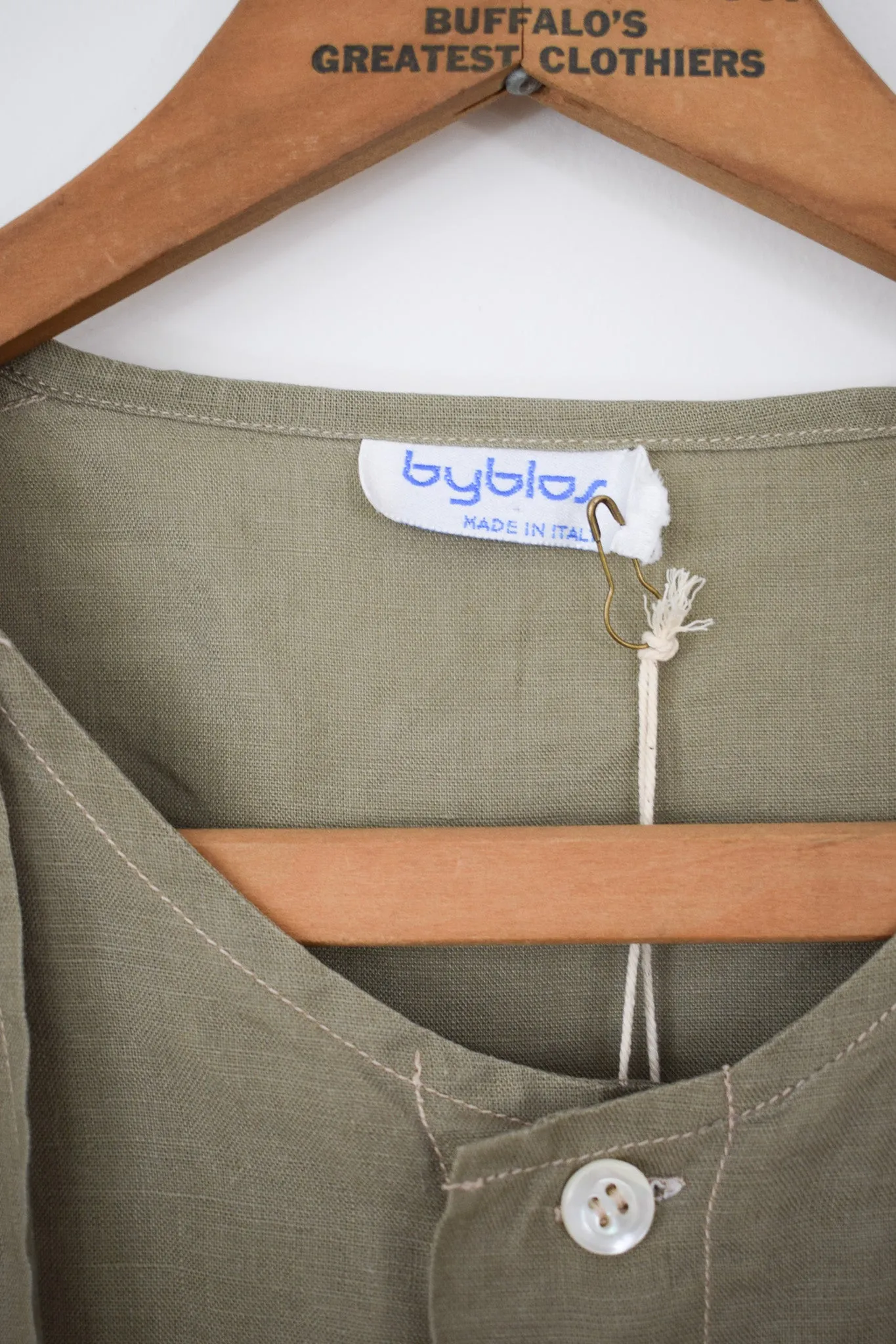 Byblos Olive Green Linen Top | L