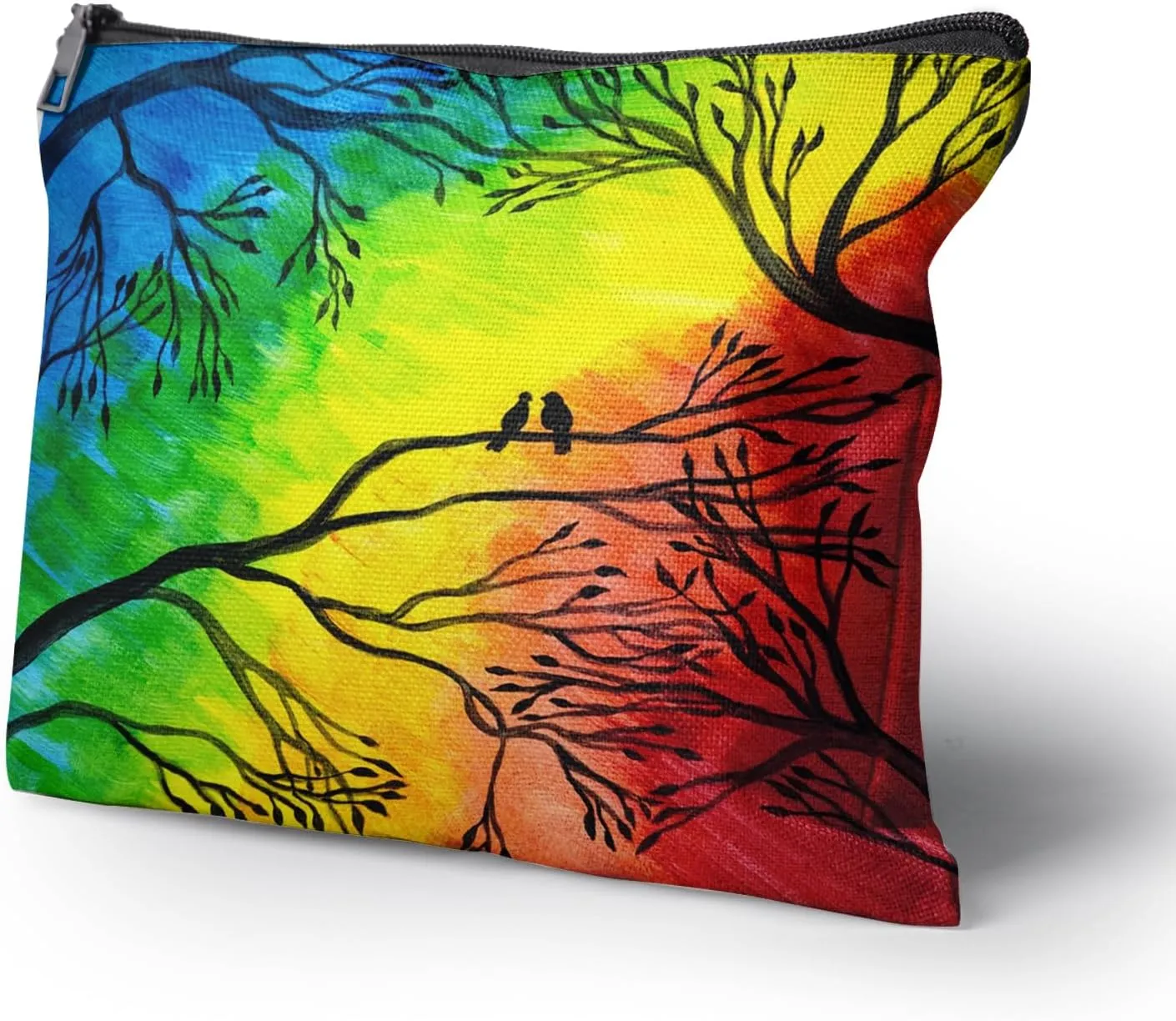 Cafl Artistic Two Birds Makeup Bag Concept Art Cosmetic Bag for Women Large Capacity Make Up Bag Portable Travel Toiletry Pouch Organizer 10 * 8inch