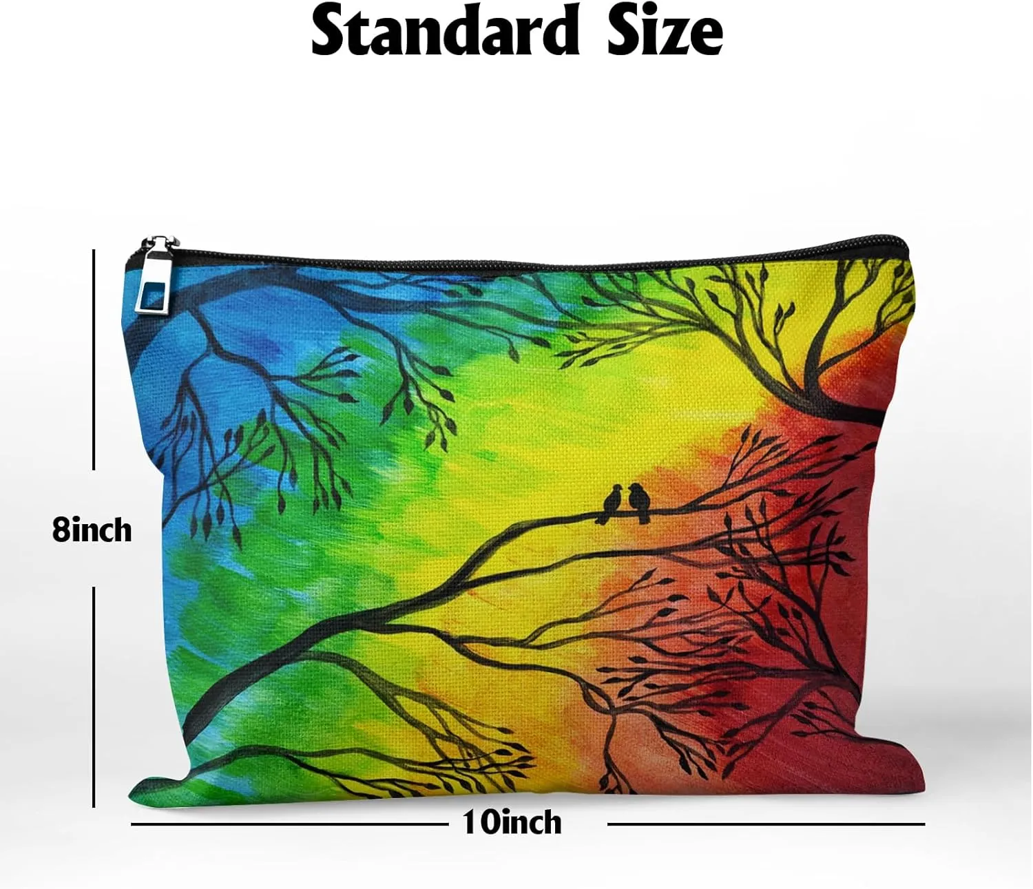 Cafl Artistic Two Birds Makeup Bag Concept Art Cosmetic Bag for Women Large Capacity Make Up Bag Portable Travel Toiletry Pouch Organizer 10 * 8inch