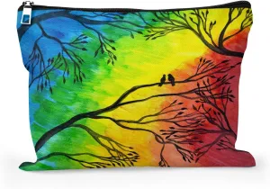Cafl Artistic Two Birds Makeup Bag Concept Art Cosmetic Bag for Women Large Capacity Make Up Bag Portable Travel Toiletry Pouch Organizer 10 * 8inch