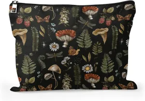 Cafl Vintage Woodland Makeup Bag Travel Large Mushroom Fern Cosmetic Bag Organizer toiletry Essentials Jewelry Skincare Zipper Bag For Women -10×8 inch